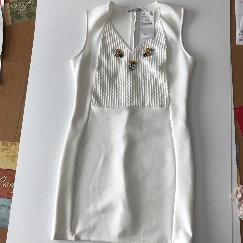 Zara off-white dress with gems
